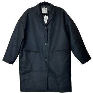 Everlane The Italian ReWool Cocoon Coat Heathered Black Women 12 NWT Button